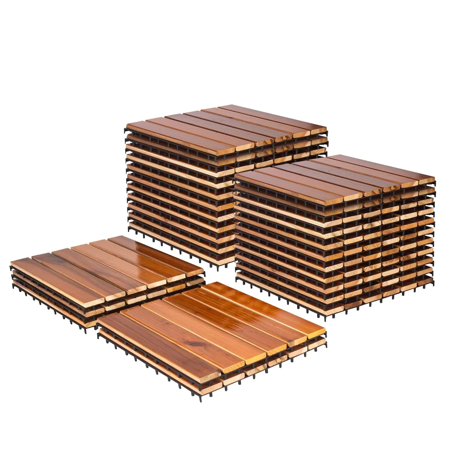 10 Pcs Interlocking Deck Tiles 12" x 12", Western Red Cedar Wood, Patio Flooring Outdoor Waterproof, Wood Tiles All Weather, Floor Tiles for Balcony, Bathroom,Backyard, Indoor and Outdoor use…