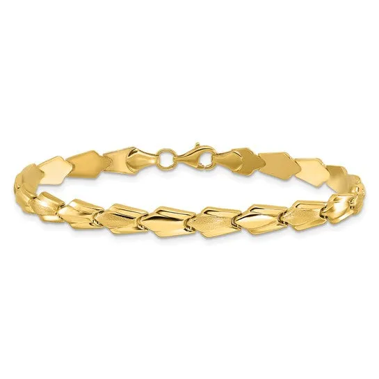 10K Yellow Gold Flat Deco Link Bracelet