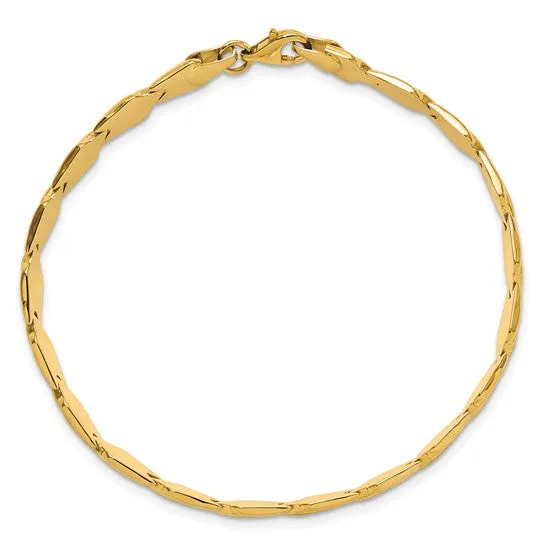 10K Yellow Gold Flat Deco Link Bracelet