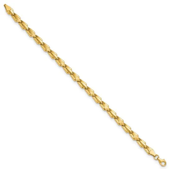 10K Yellow Gold Flat Deco Link Bracelet