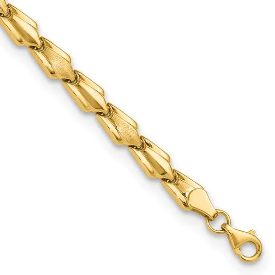 10K Yellow Gold Flat Deco Link Bracelet