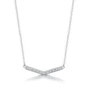 1/10 CTW Diamond 17-inch Fashion Necklace in Rhodium Plated Sterling Silver