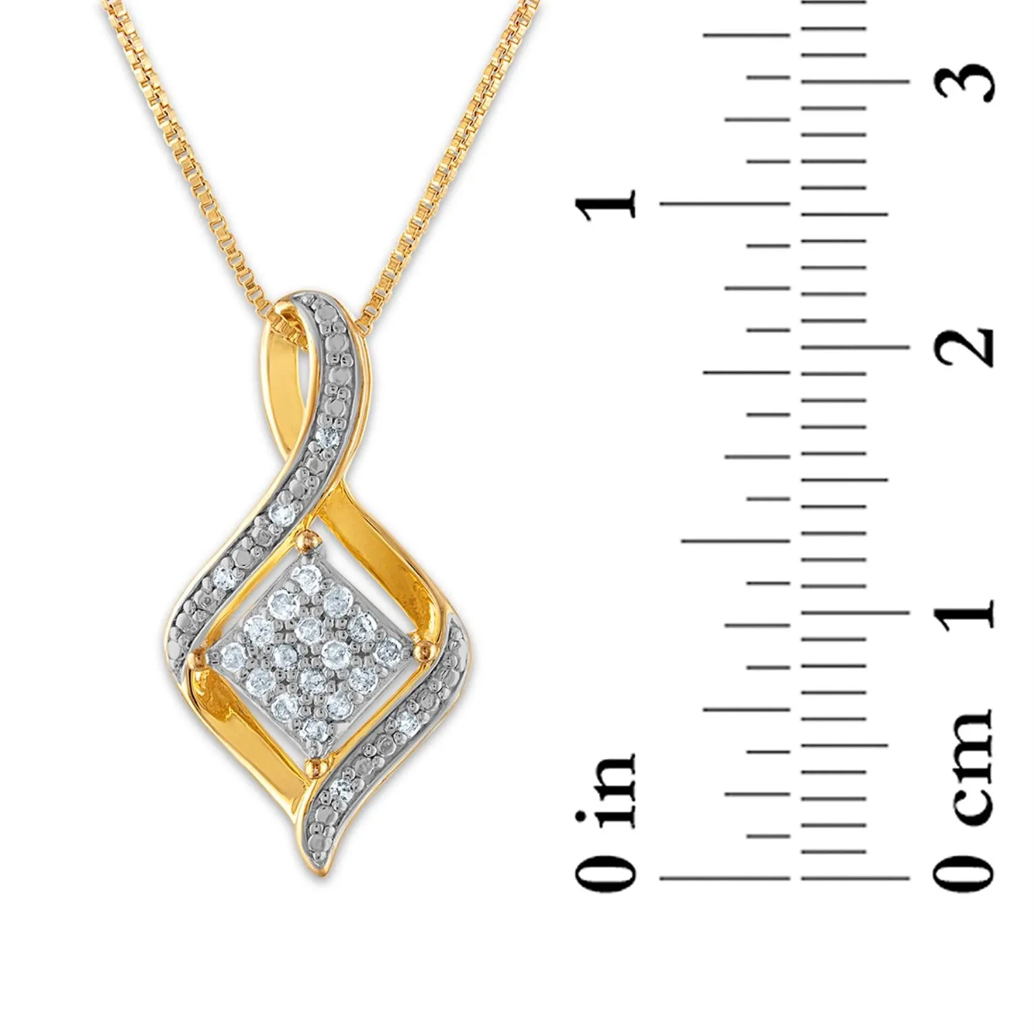 1/2 CTW Diamond Fashion Ring Earring Pendant Set 18-inch Pendant in Yellow Gold Plated Sterling Silver; Size 7