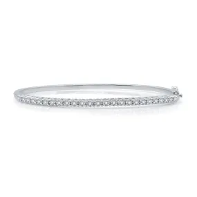 1/4 CTW Diamond Fashion Bangle 7.5-inch Bracelet in Rhodium Plated Sterling Silver