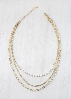 3-Layered Pearl and Chain Necklaces