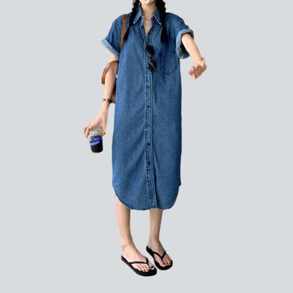 90s inspired denim shirt dress