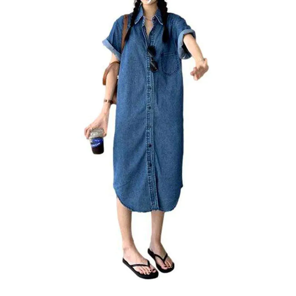 90s inspired denim shirt dress