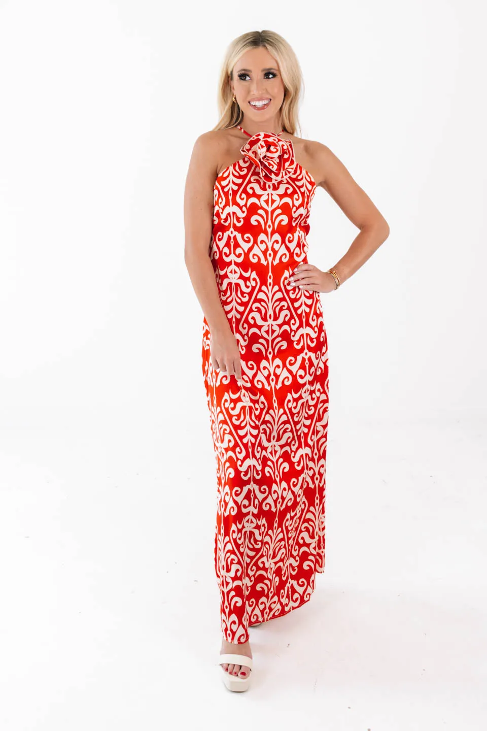 A Dozen Roses Maxi Dress - Red