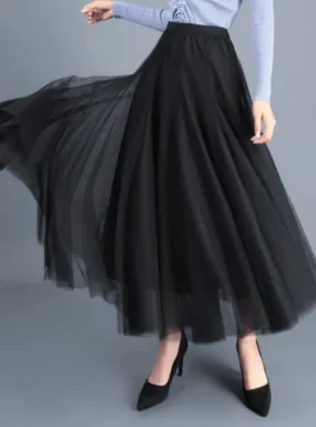 A-Line Elegant Maxi Tulle Ankle Length Skirt