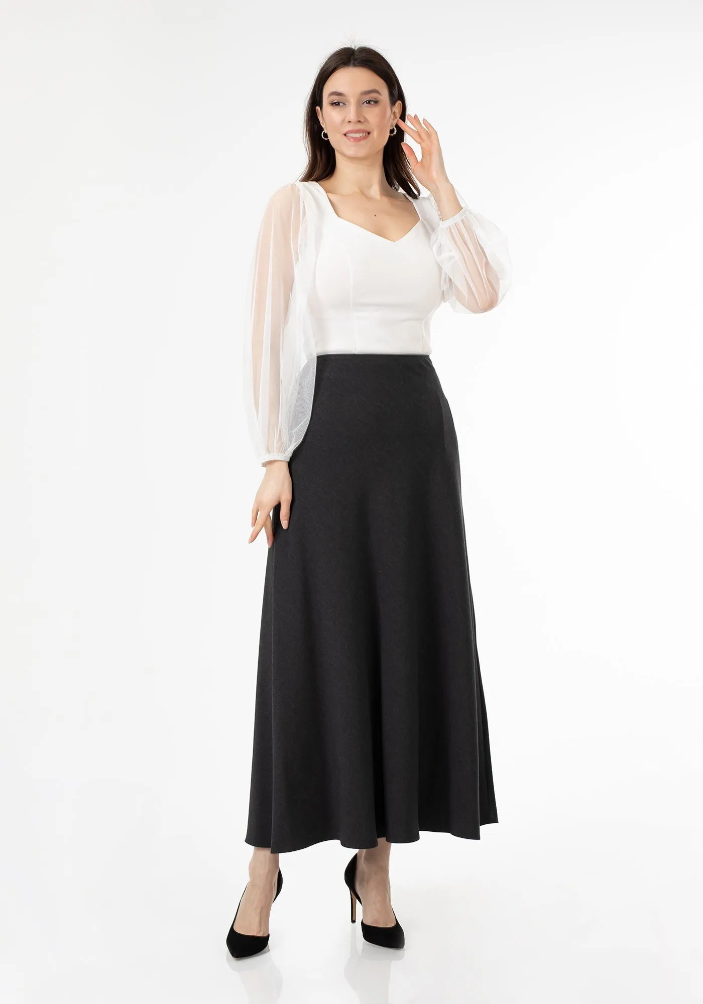 A-Line Style Comfy Maxi Dress Skirt - G-Line