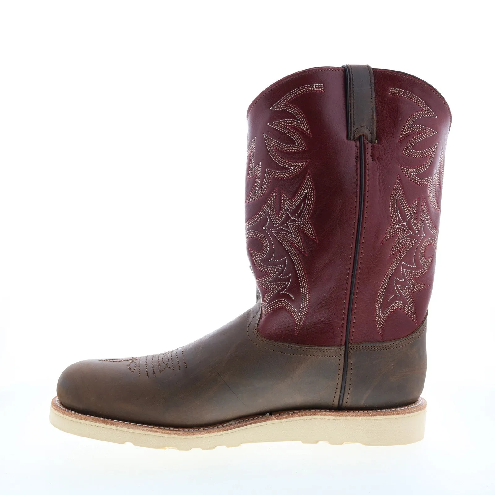 Abilene Boots 6820 Mens Burgundy Leather Slip On Cowboy Western Boots