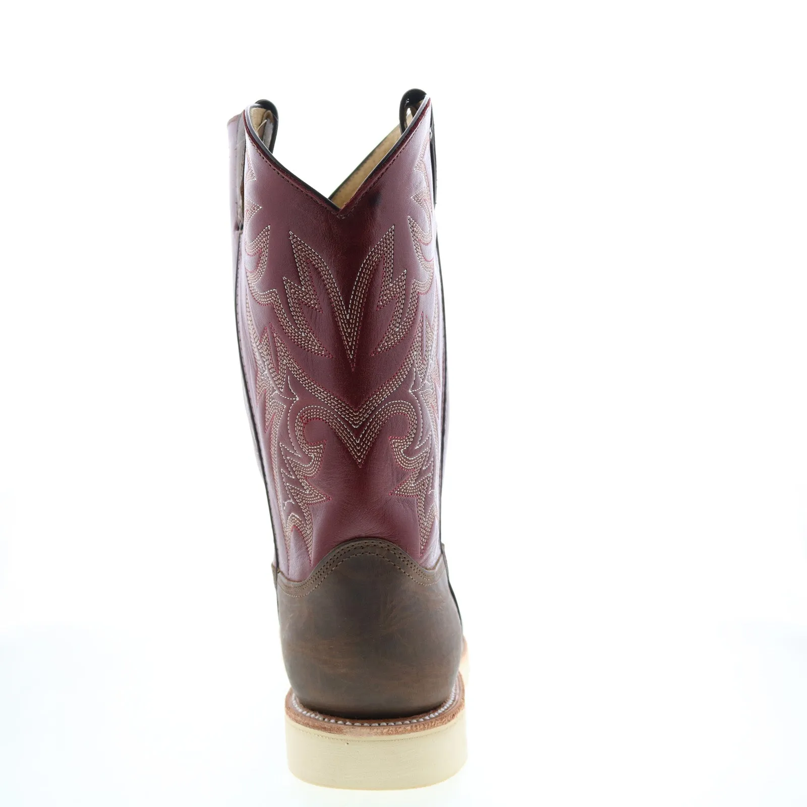 Abilene Boots 6820 Mens Burgundy Leather Slip On Cowboy Western Boots