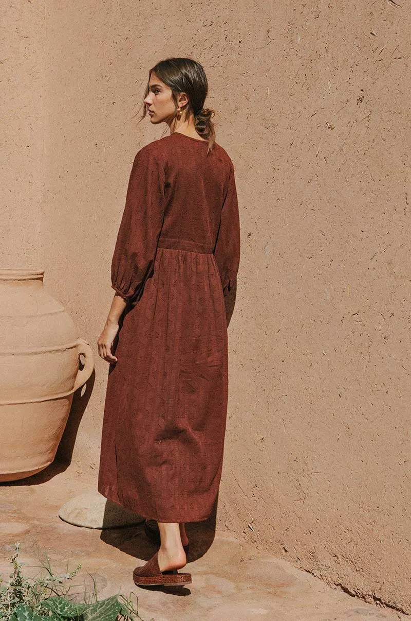 ALMA Midi Dress - chocolate cotton