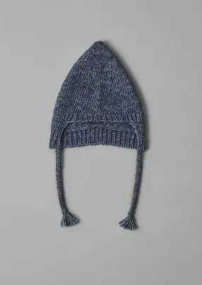 Alpaca Cotton Tassel Knit Hat | Graphite Blue