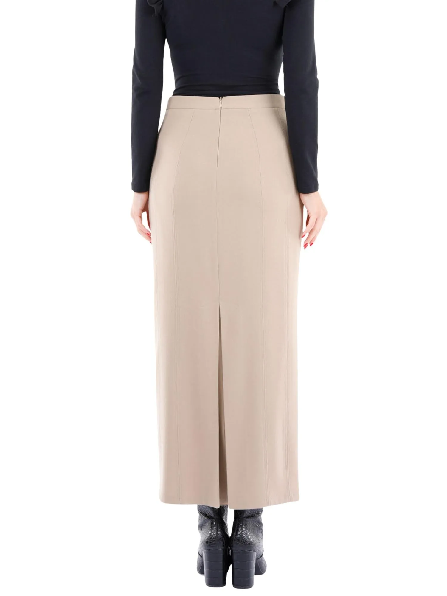 Ankle Length Plus Size Back Split Maxi Skirt - G-Line