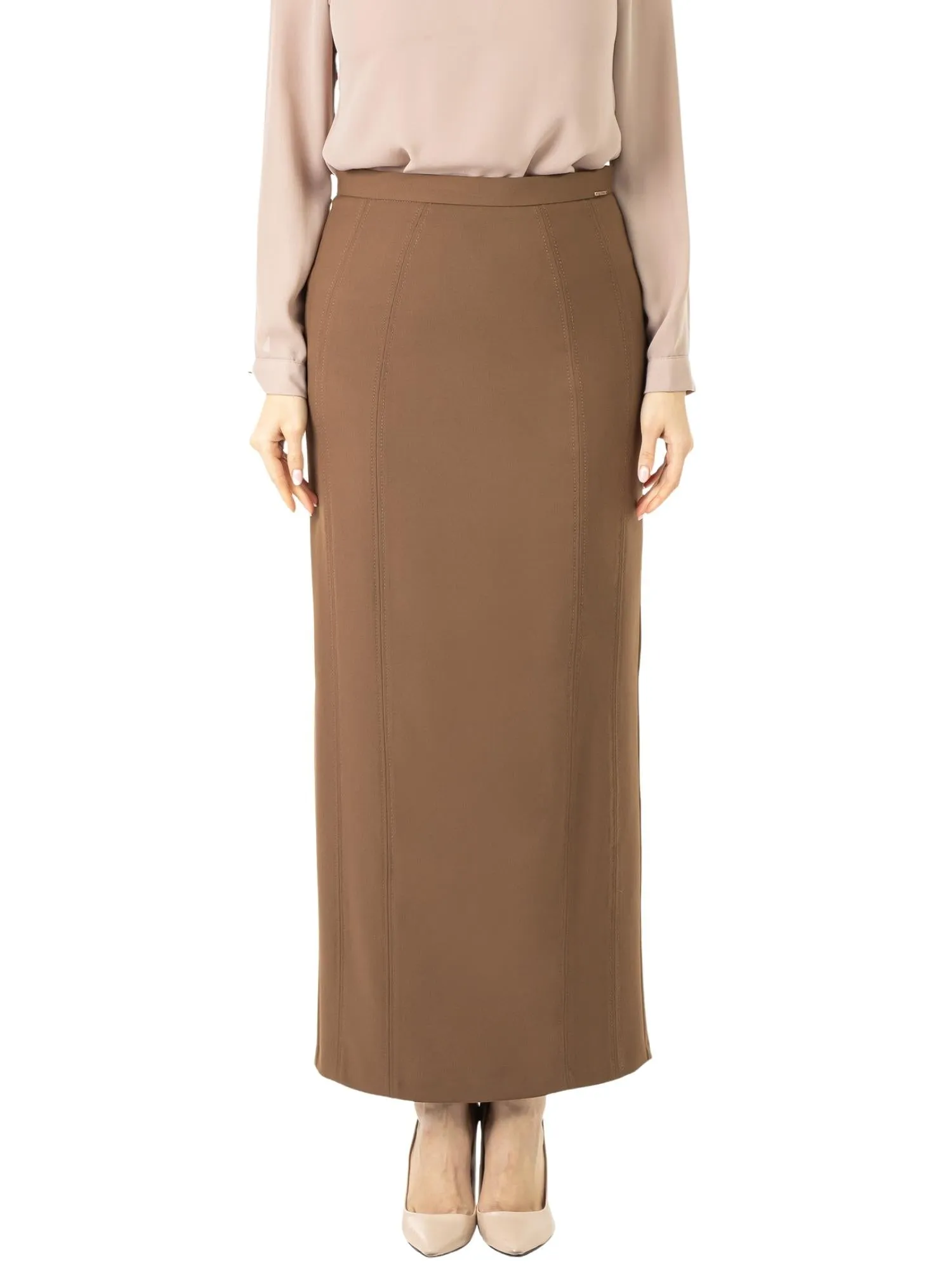 Ankle Length Plus Size Back Split Maxi Skirt - G-Line