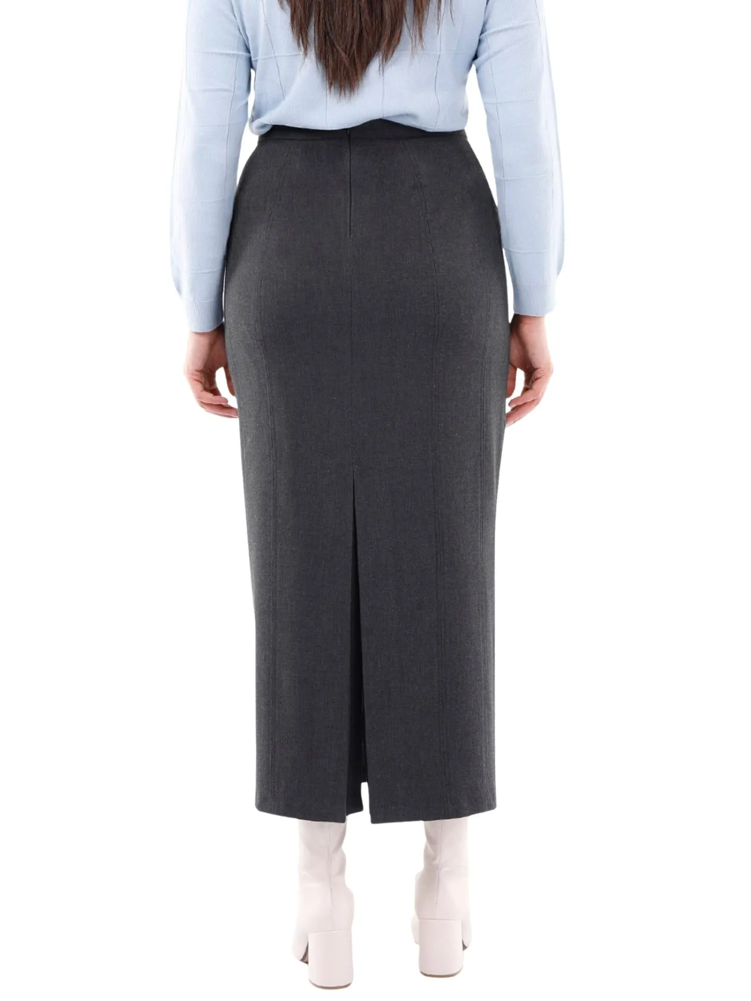 Ankle Length Plus Size Back Split Maxi Skirt - G-Line