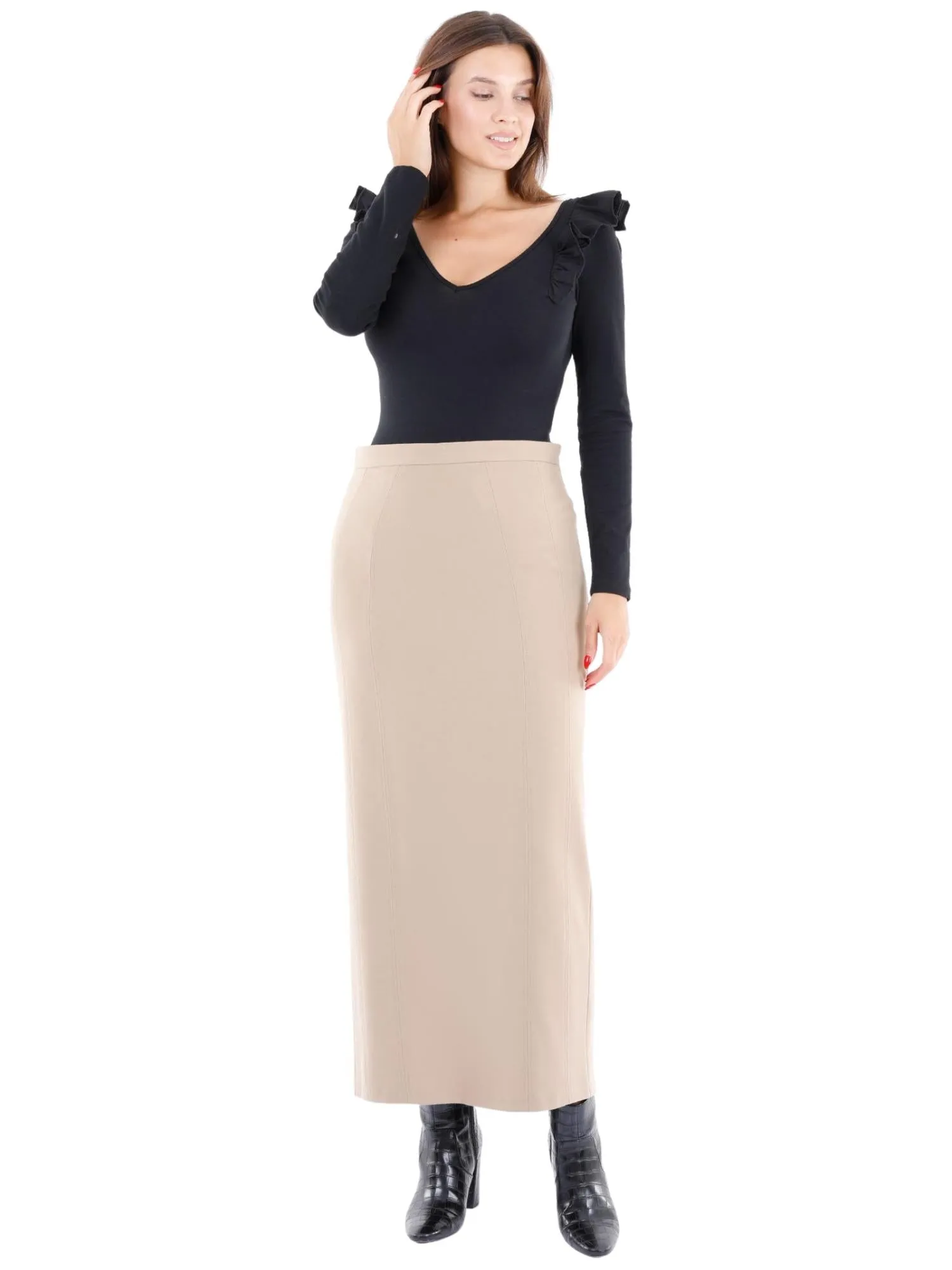 Ankle Length Plus Size Back Split Maxi Skirt - G-Line