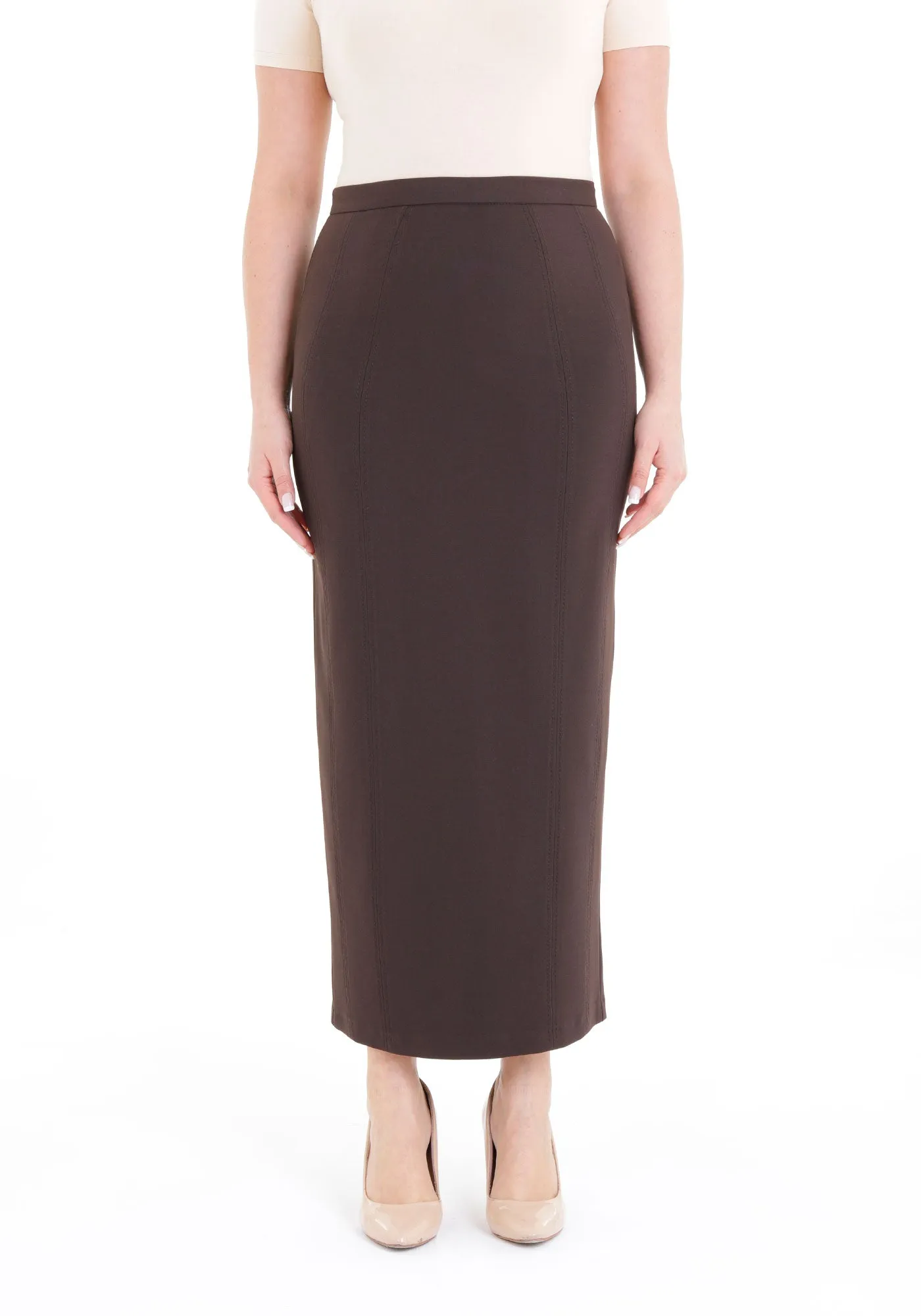 Ankle Length Plus Size Back Split Maxi Skirt - G-Line