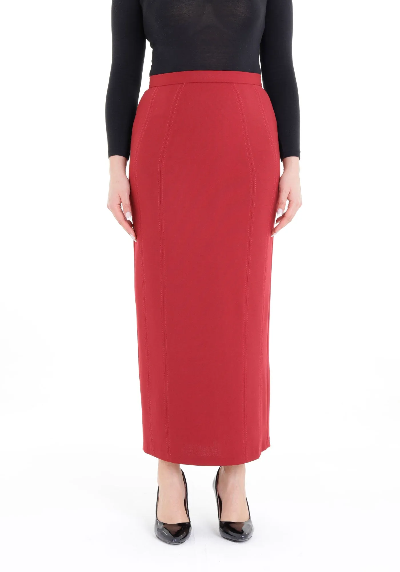 Ankle Length Plus Size Back Split Maxi Skirt - G-Line