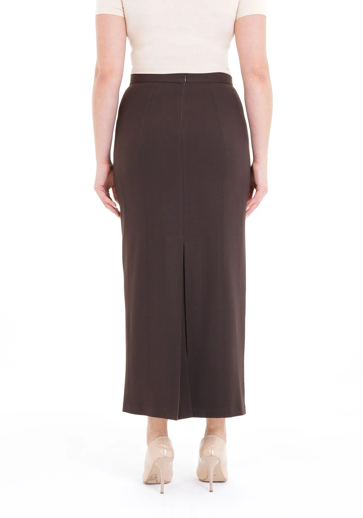 Ankle Length Plus Size Back Split Maxi Skirt - G-Line