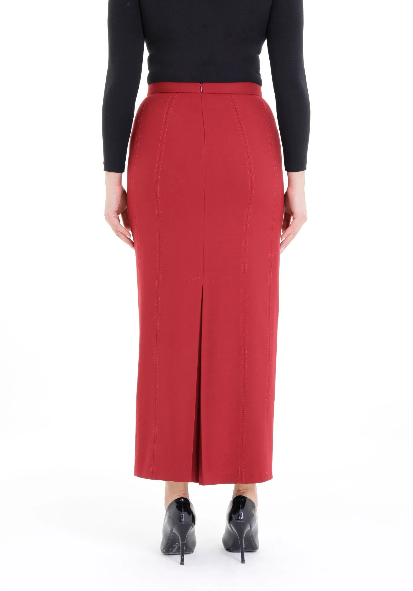 Ankle Length Plus Size Back Split Maxi Skirt - G-Line