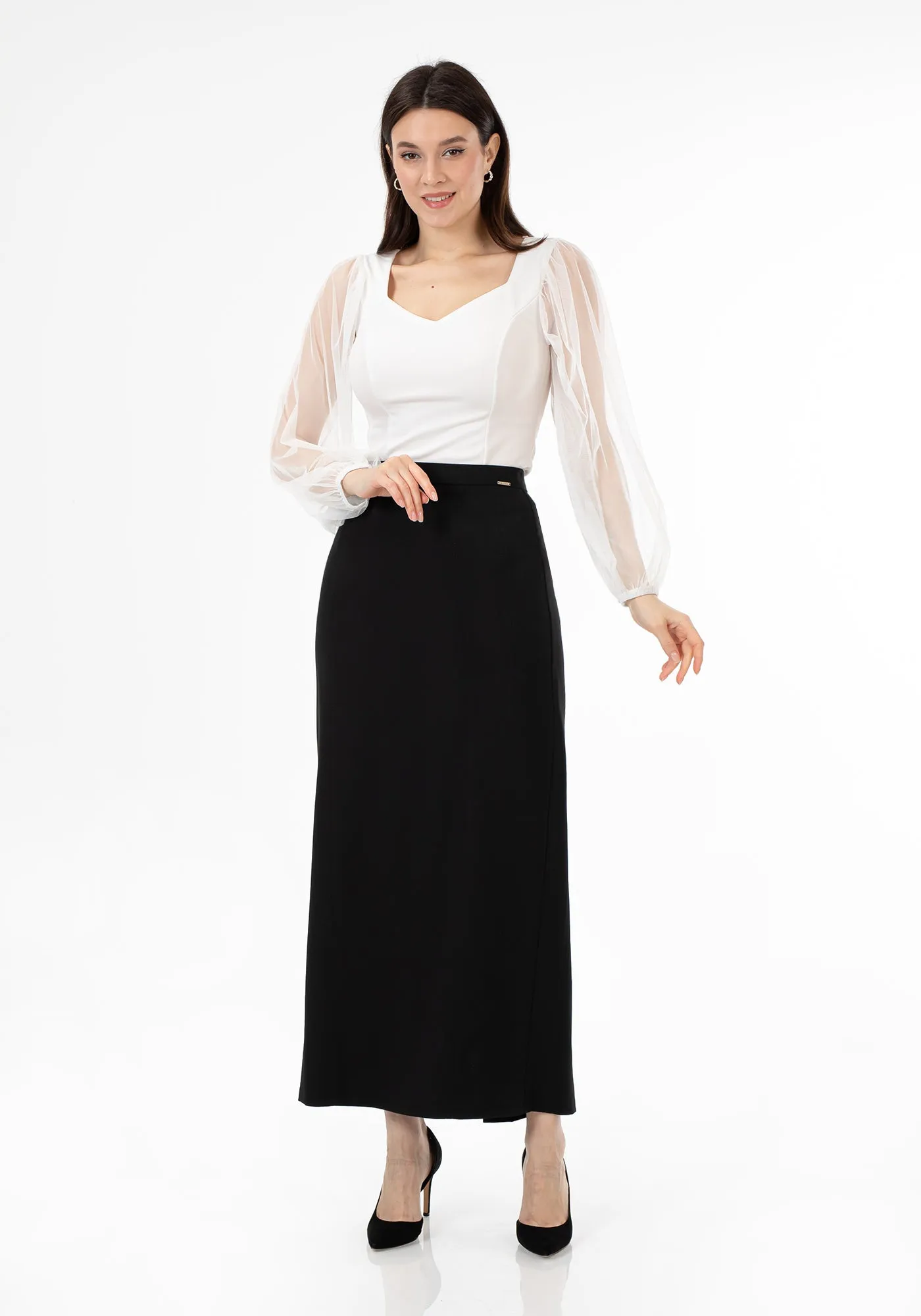 Ankle Length Plus Size Back Split Maxi Skirt - G-Line