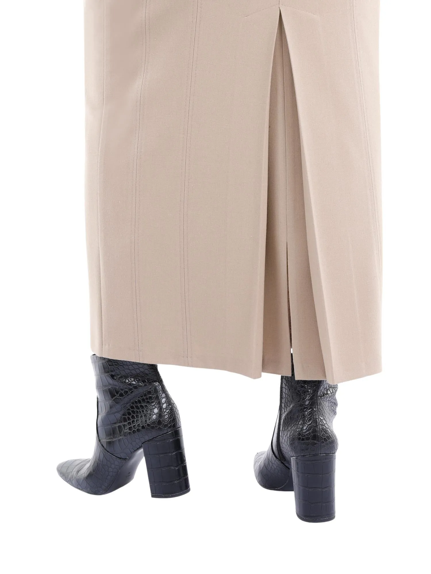 Ankle Length Plus Size Back Split Maxi Skirt - G-Line