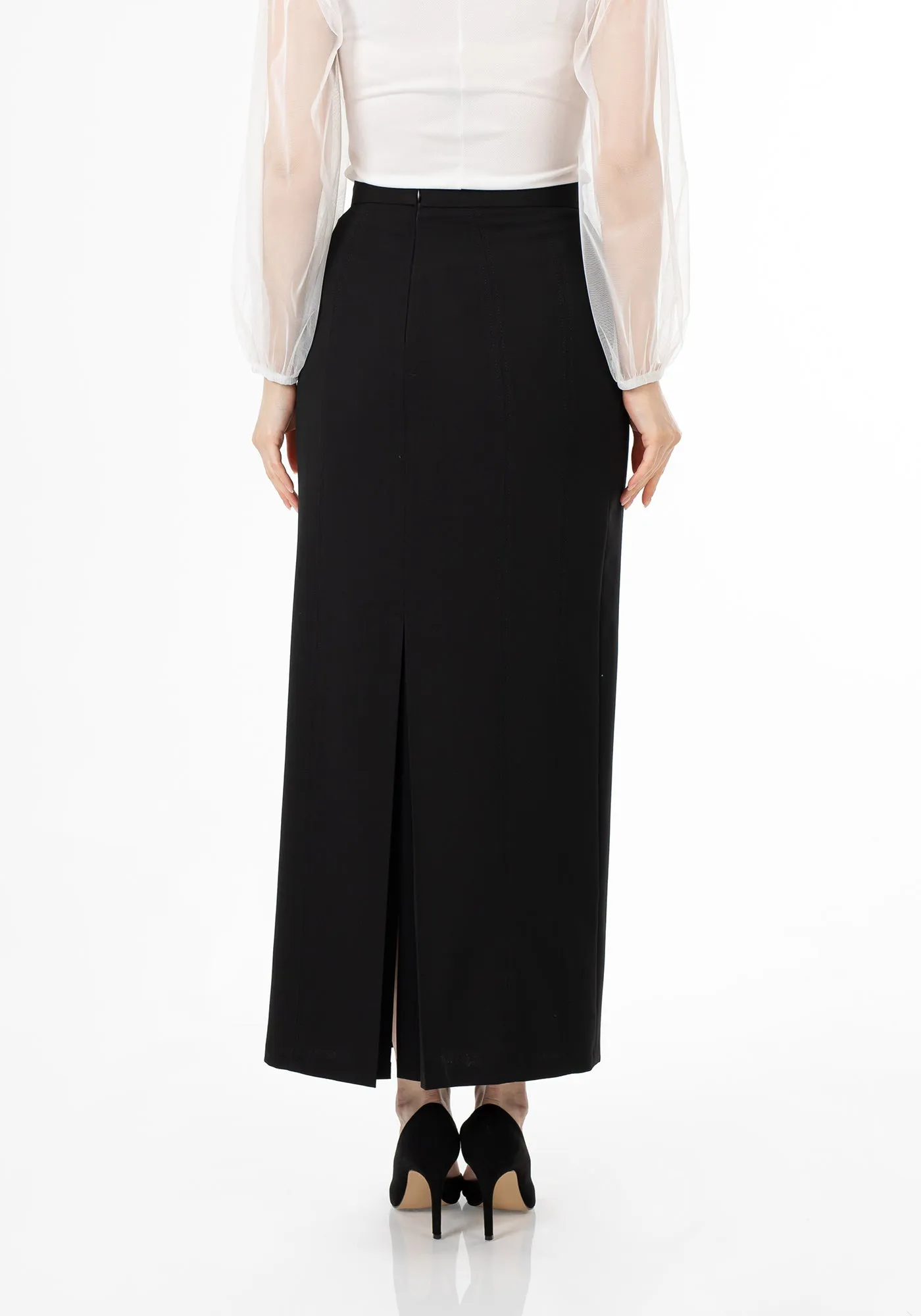 Ankle Length Plus Size Back Split Maxi Skirt - G-Line