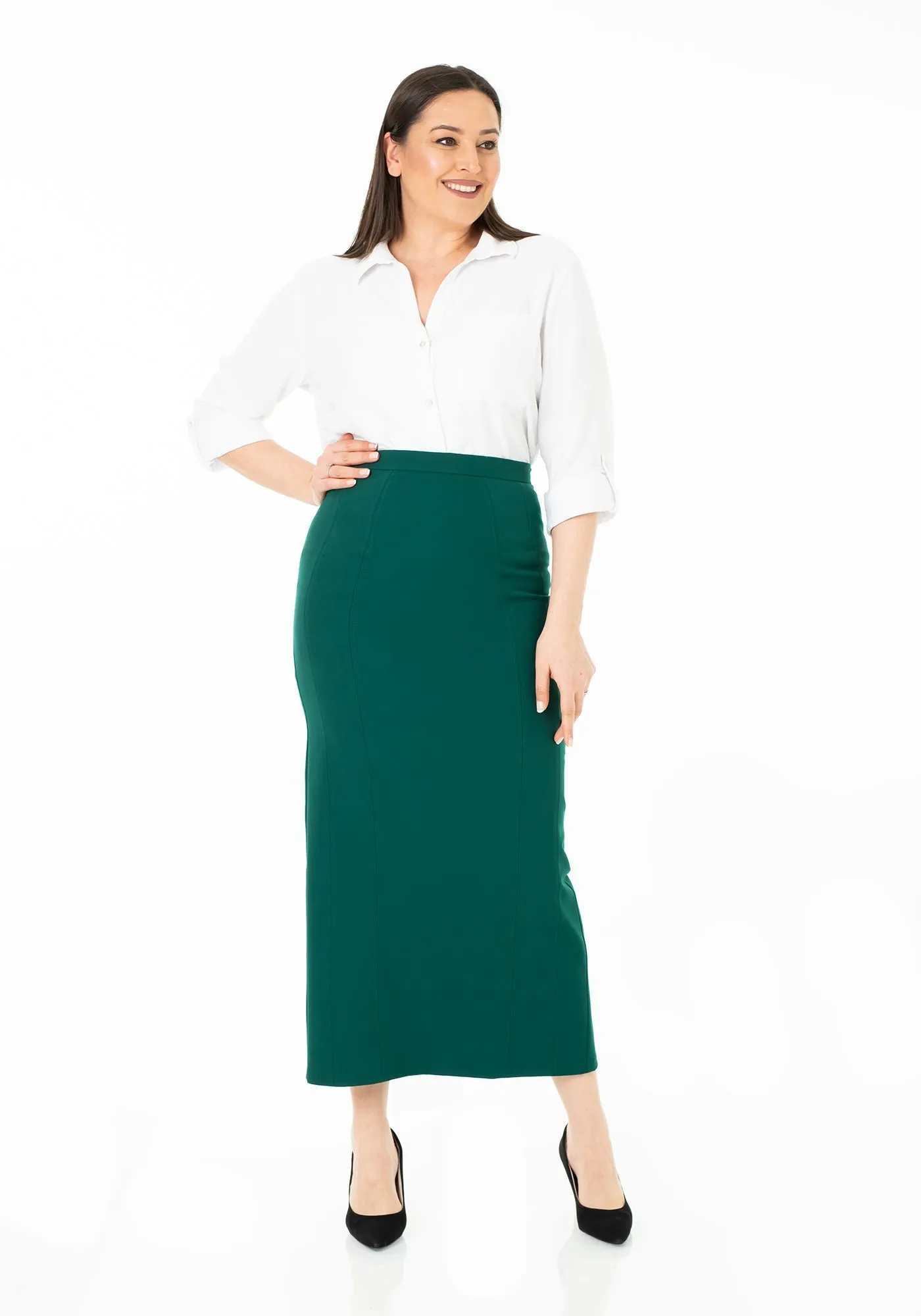 Ankle Length Plus Size Back Split Maxi Skirt - G-Line