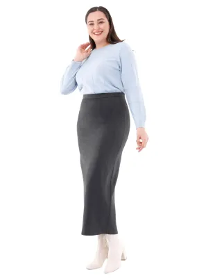 Ankle Length Plus Size Back Split Maxi Skirt - G-Line