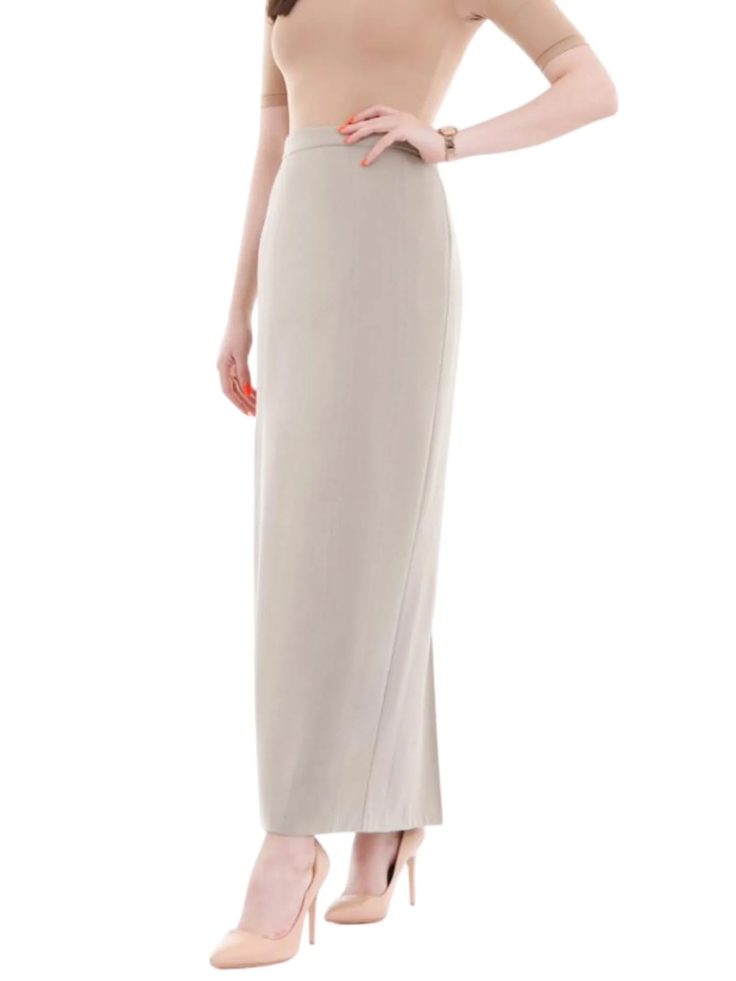 Ankle Length Plus Size Back Split Maxi Skirt - G-Line