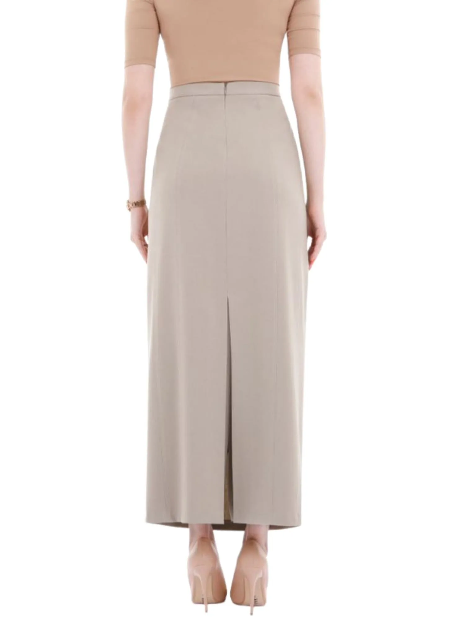 Ankle Length Plus Size Back Split Maxi Skirt - G-Line