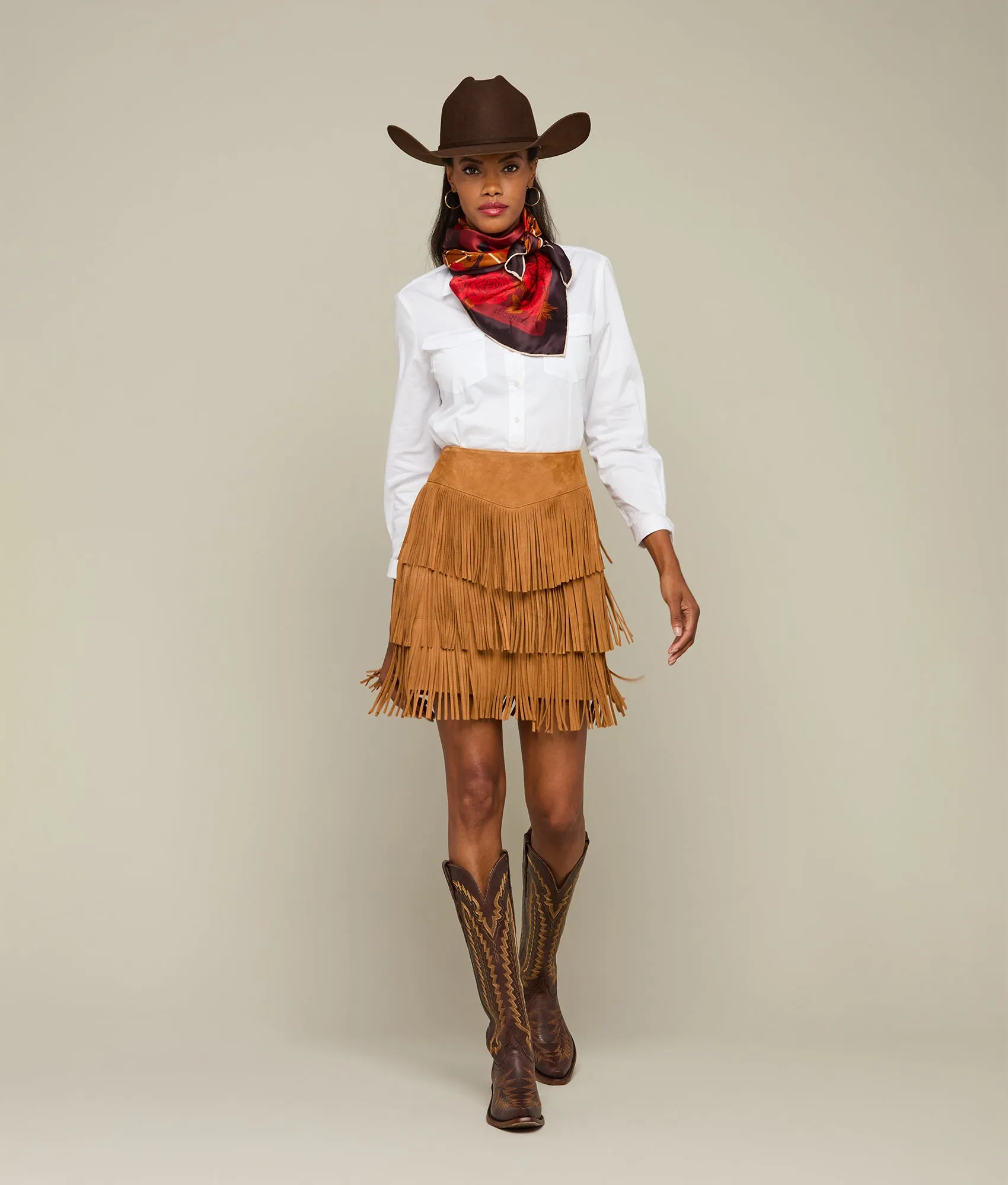 Annabelle Fringe Skirt :: Cinnamon