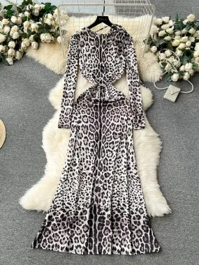 Aristocrat of the Jungle Leopard Print Maxi Dress