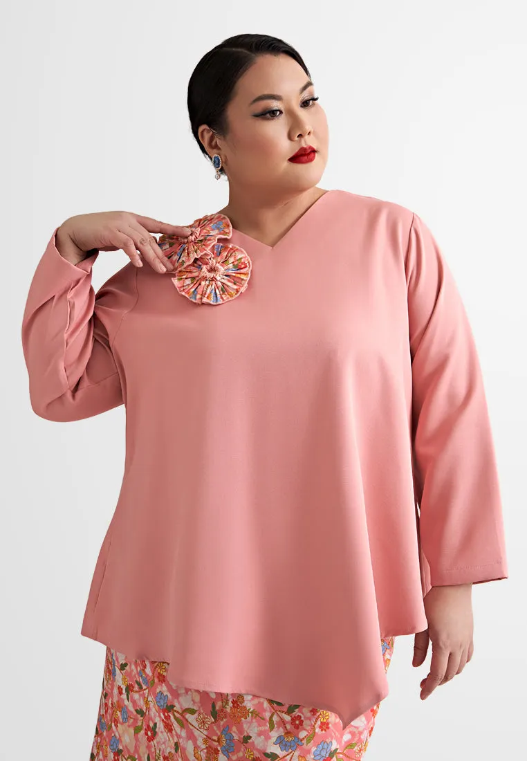 Arisya Melinda Looi Asymmetrical Floral Brooch Kurung