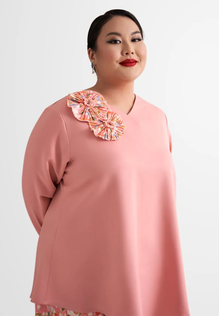 Arisya Melinda Looi Asymmetrical Floral Brooch Kurung