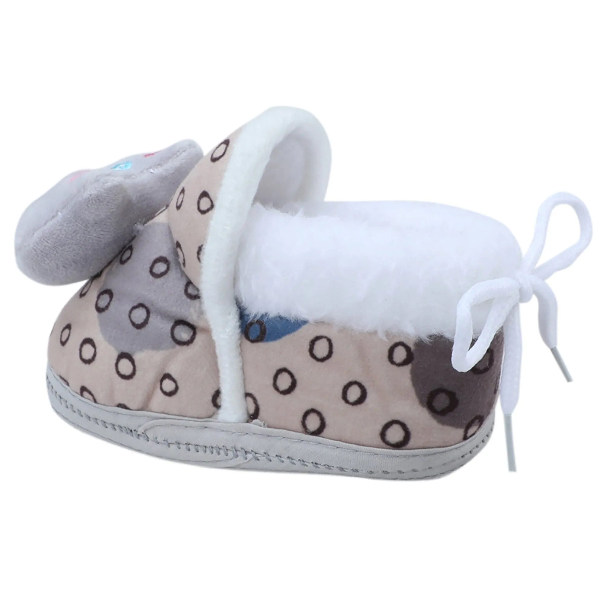 Baby Moo 3D Blushing Kitty Soft Slip-On Anti-Skid Plush Warm Booties - Beige