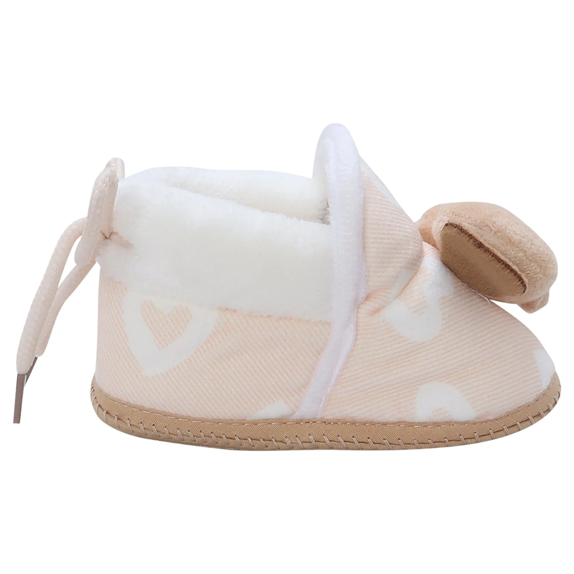 Baby Moo 3D Elephant Soft Slip-On Anti-Skid Plush Warm Booties - Beige