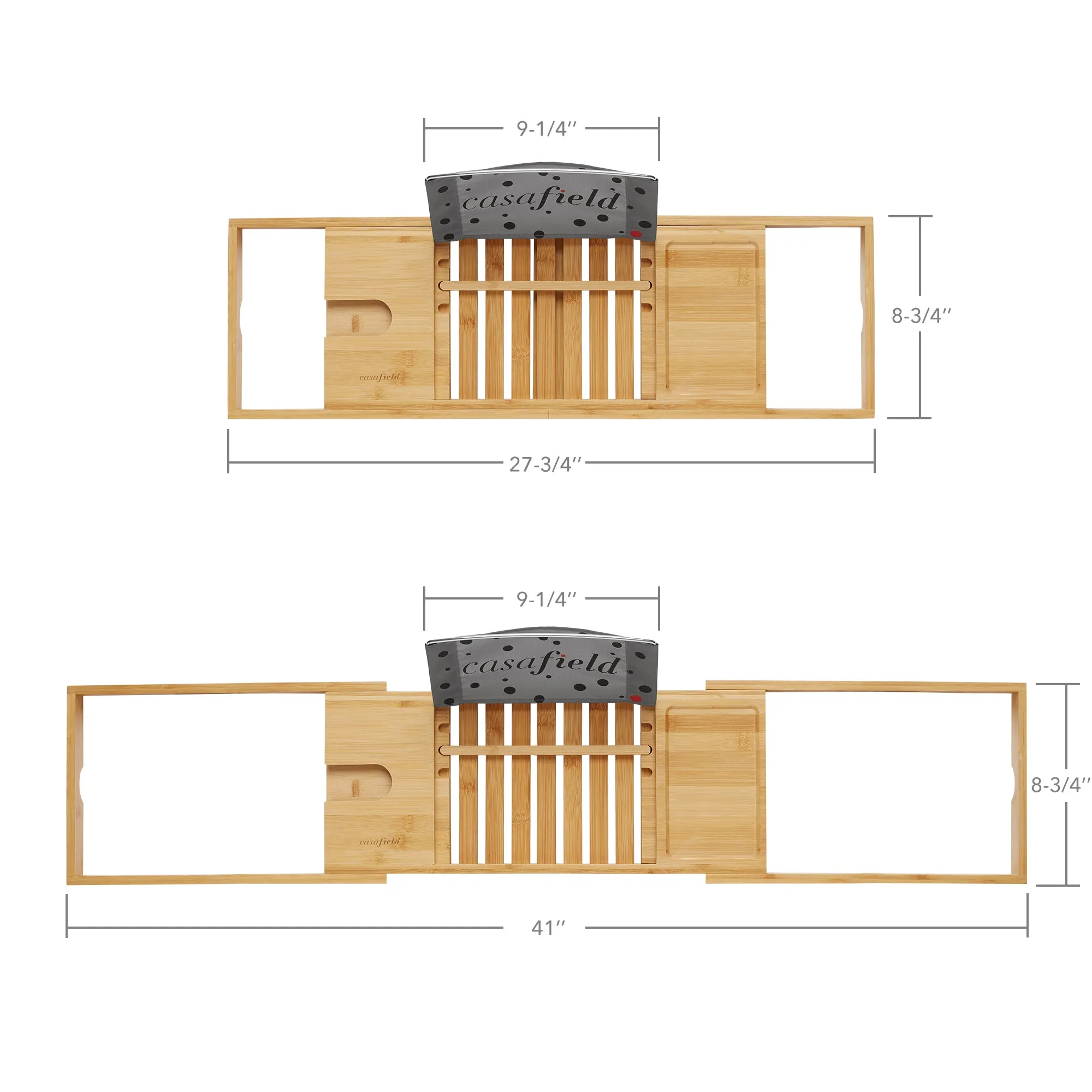 Bamboo Bathtub Caddy with Expandable Wooden Bath Tray