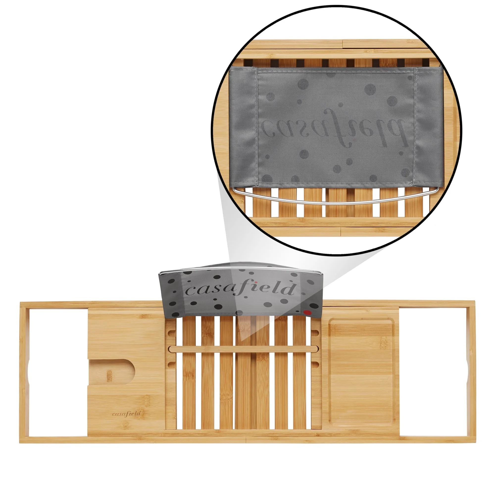 Bamboo Bathtub Caddy with Expandable Wooden Bath Tray