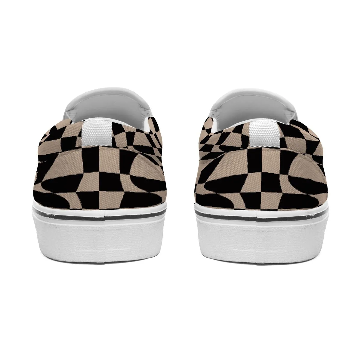 Beige & Black Checkered |  Slip On Sneakers