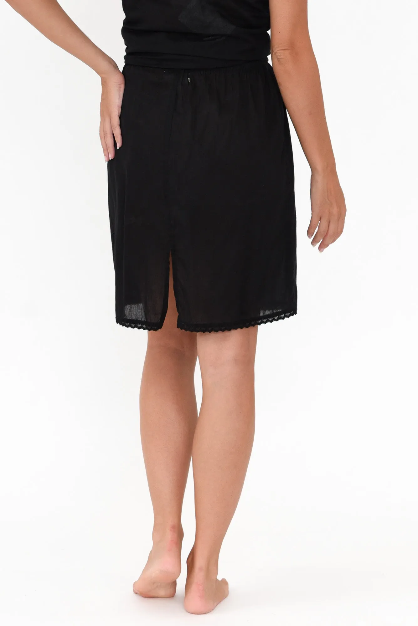 Black Cotton Slip Skirt