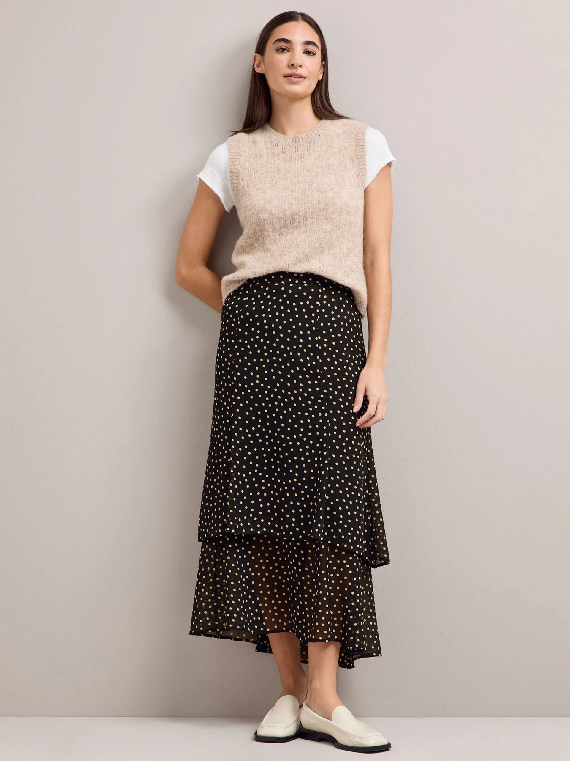 Black cream polka dot Lotta maxi skirt