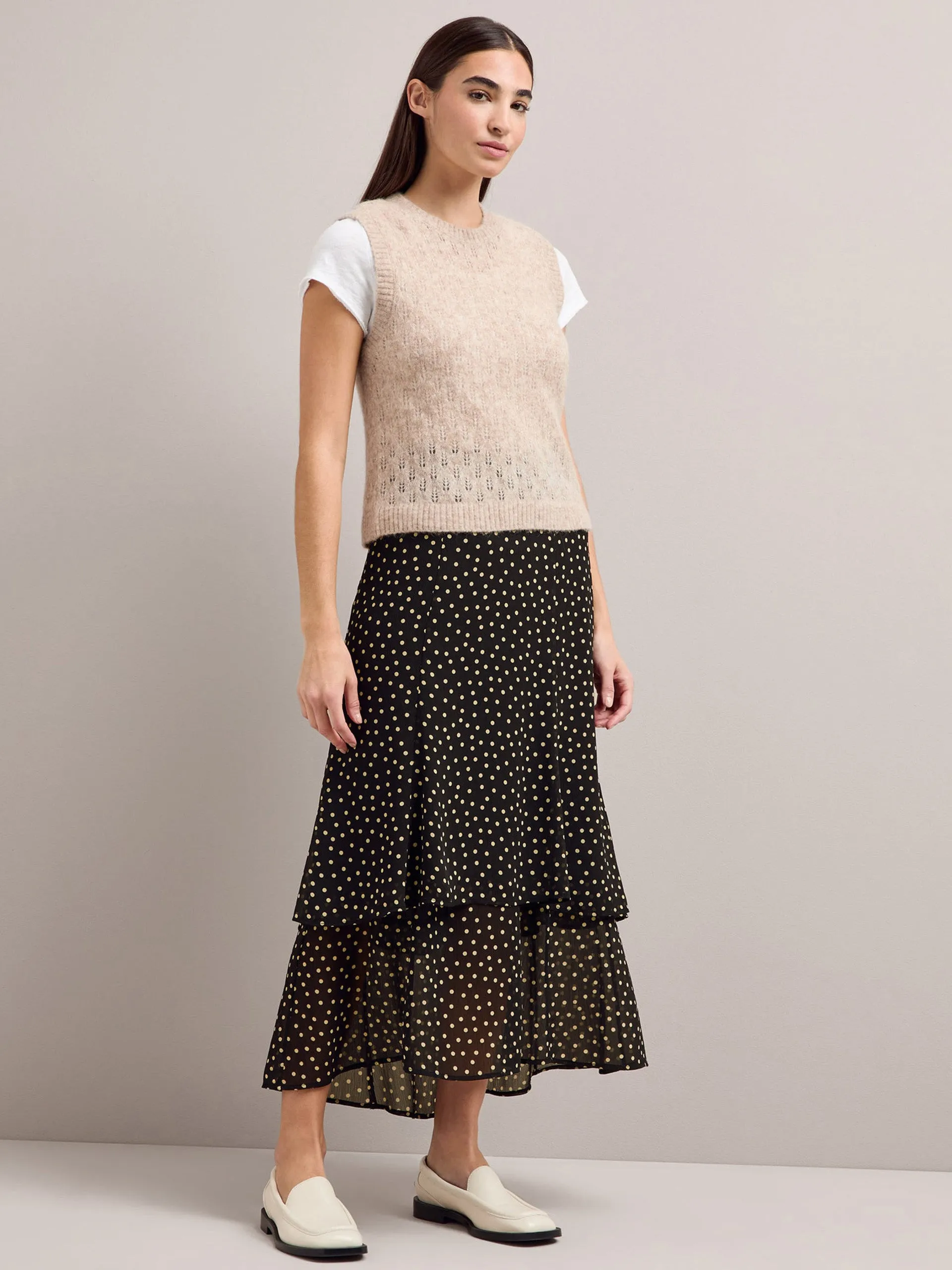 Black cream polka dot Lotta maxi skirt