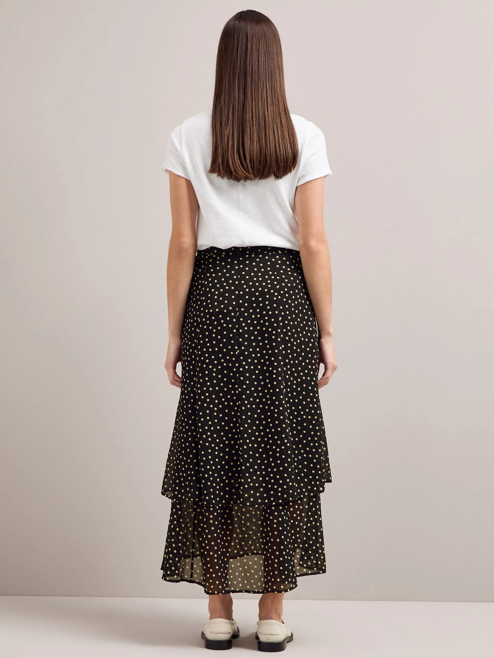 Black cream polka dot Lotta maxi skirt