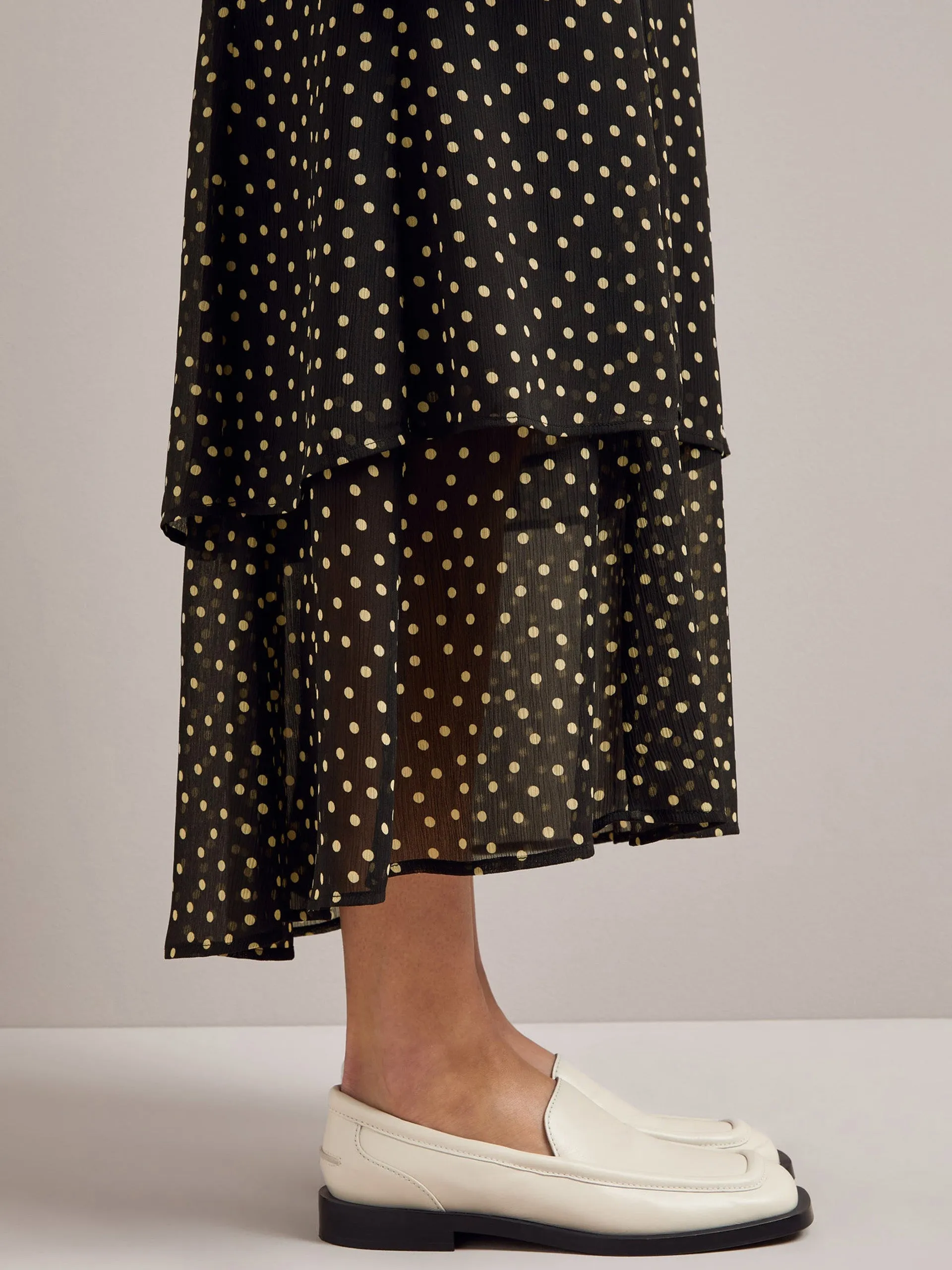 Black cream polka dot Lotta maxi skirt