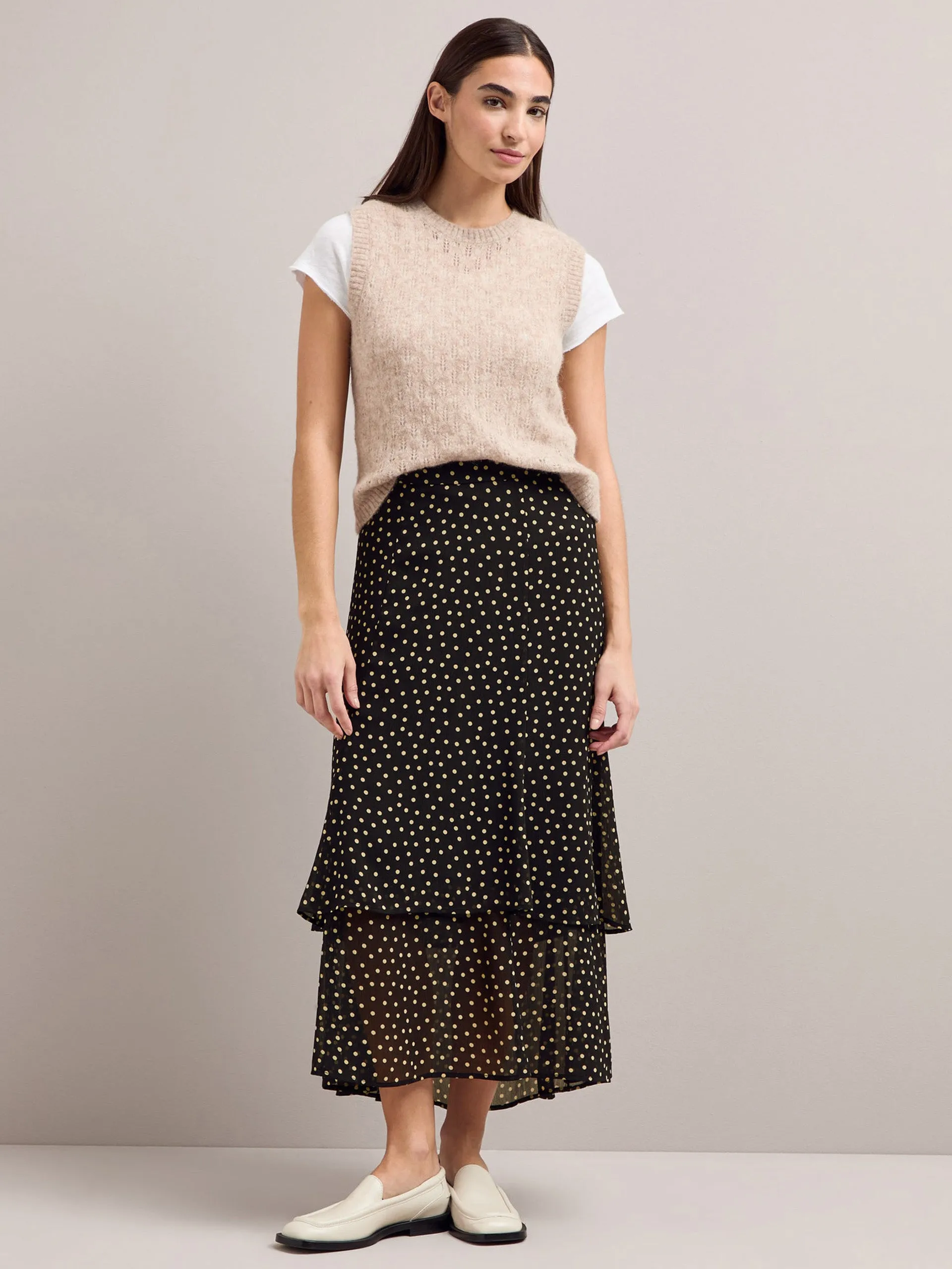 Black cream polka dot Lotta maxi skirt