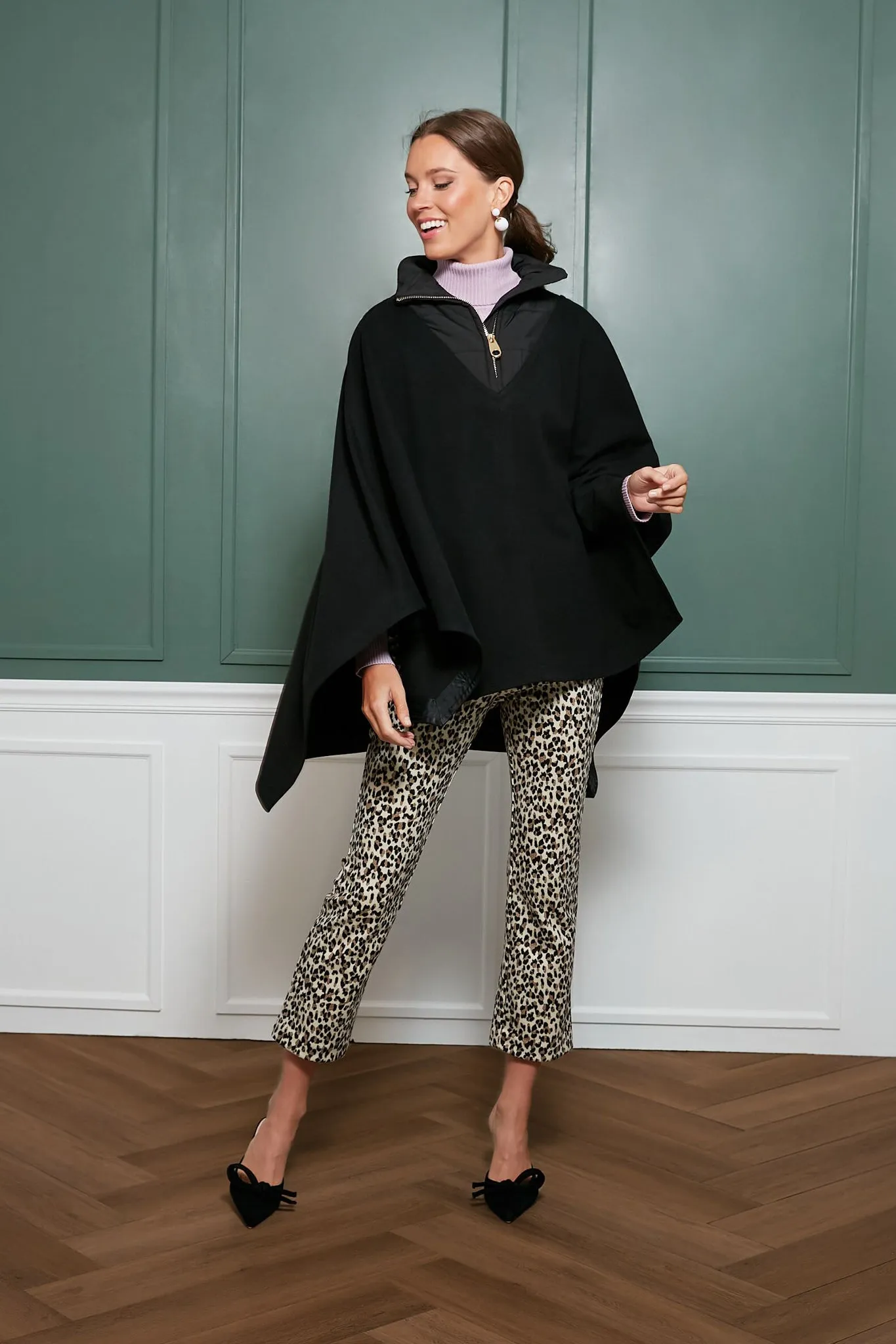 Black High-Neck Poncho