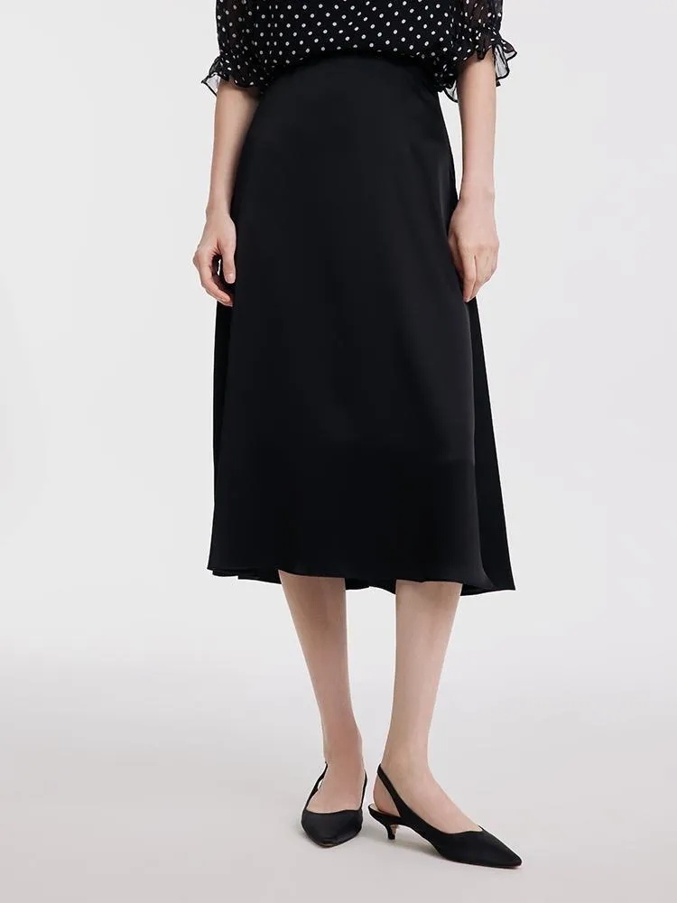 Black Triacetate A-line Women Skirt